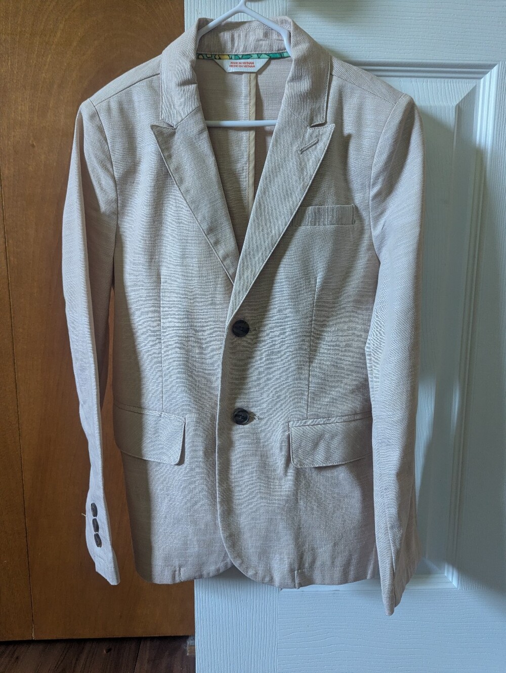 Boy's Beige Casual Blazer - Tailored Two-Button Jacket